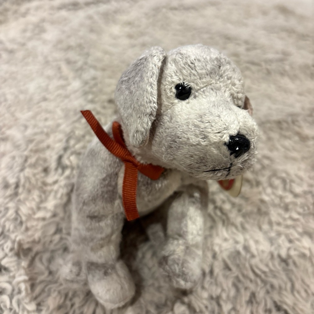Ty Beanie Babies Tricks Dog Unisex OS‎ Grey Good 2000 Retired Plush Toy Ribbon